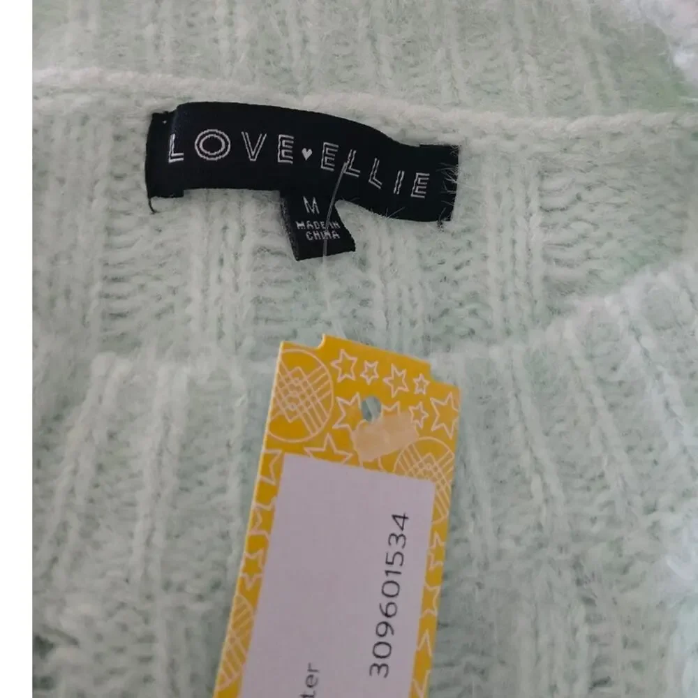 Love Ellie Katya Cable Knit Sweater Mint Size M